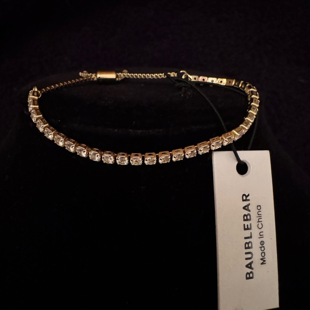BaubleBar Gold Cubic Zirconia Toggle Bracelet